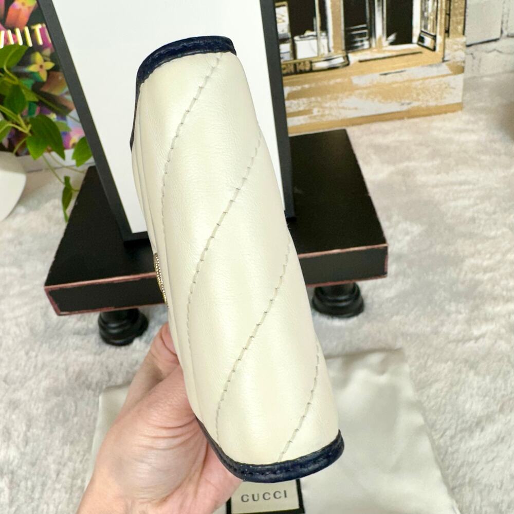 Gucci Marmont cream and blue Leather Compact Wallet RARE! - Picture 5 of 16
